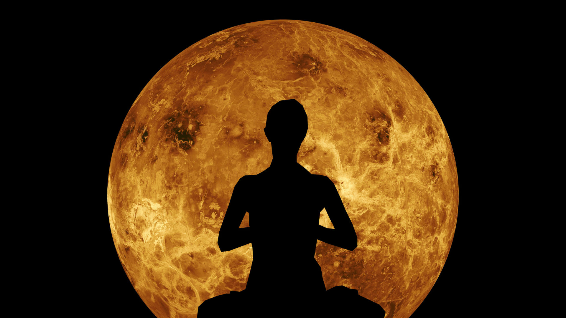 Yoga Siluette vor Mond
